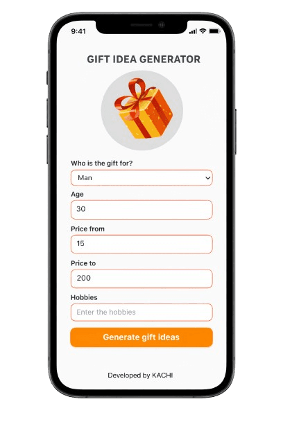 Gift Idea Generator - Mobile view