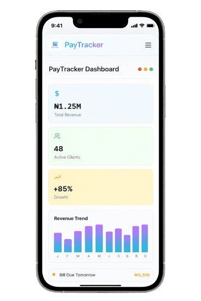 PayTracker - Mobile view