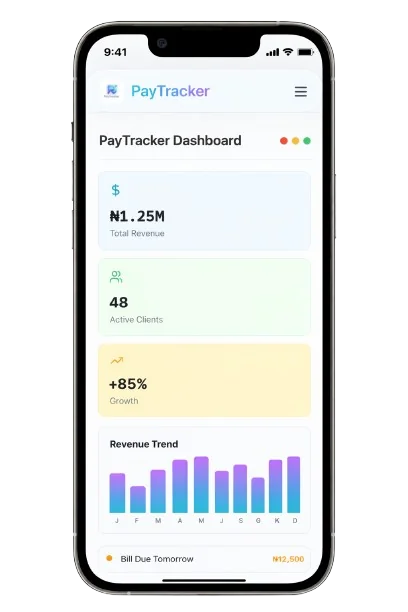 PayTracker - Mobile view