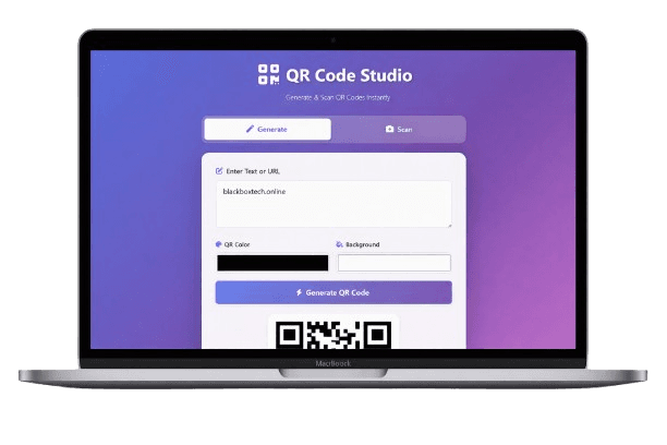 QR Code Generator & Scanner - Desktop view