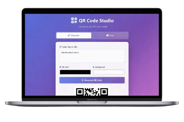 QR Code Generator & Scanner - Desktop view