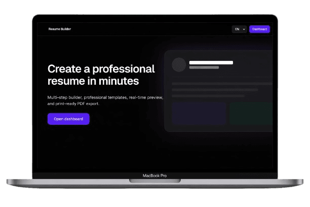 Resume Builder - Desktop view