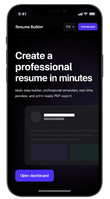 Resume Builder - Mobile view