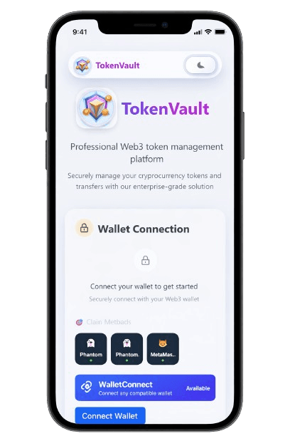 TokenVault - Mobile view